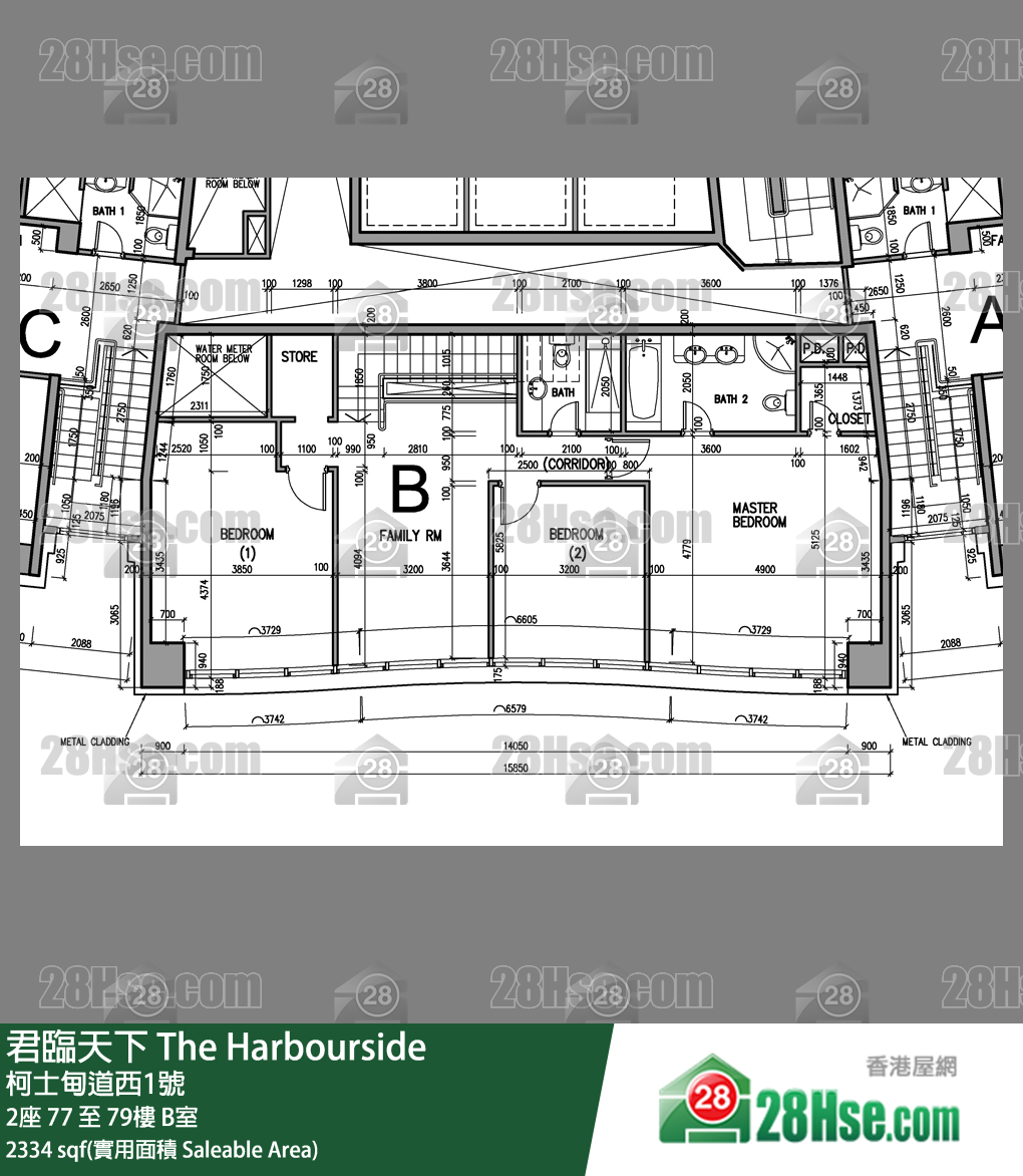 君临天下 2座77楼 B室 平面图