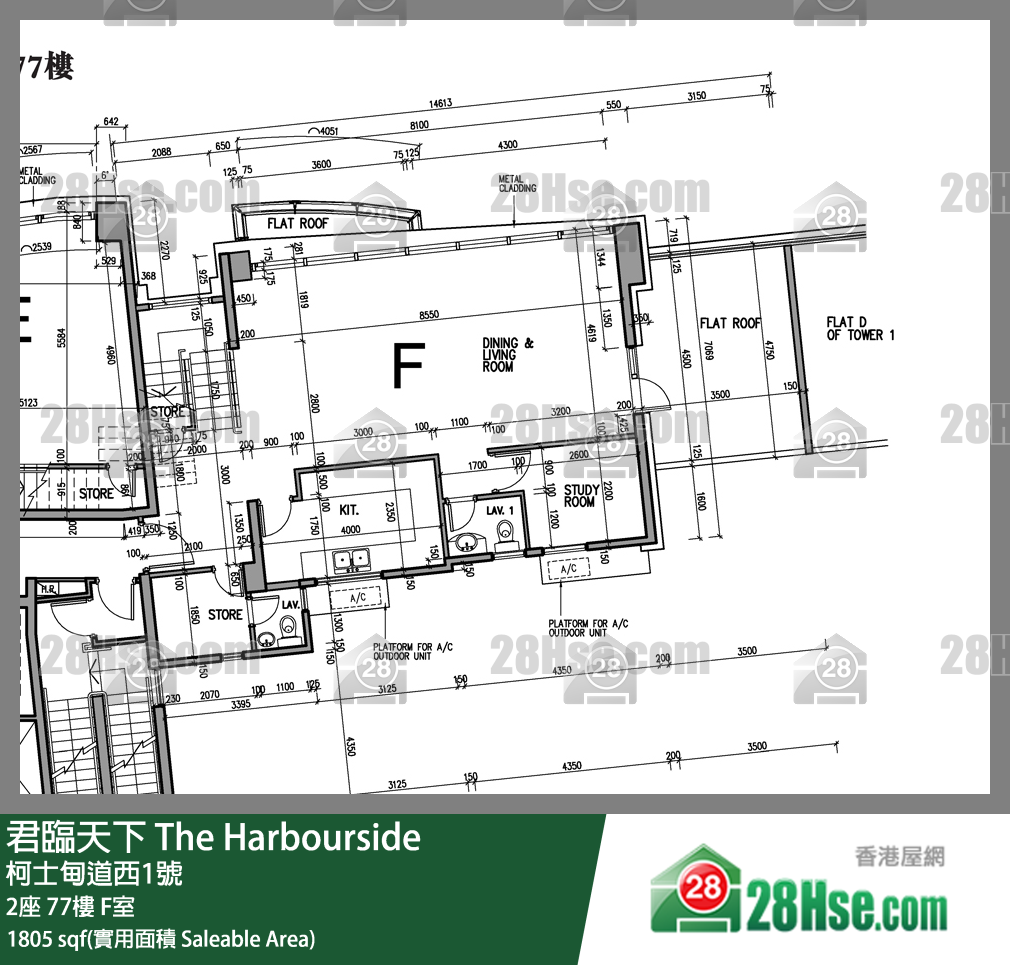 君临天下 2座77楼 F室 平面图