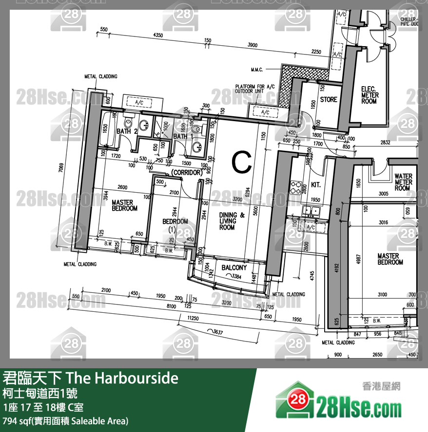 君临天下 1座18楼 C室 平面图