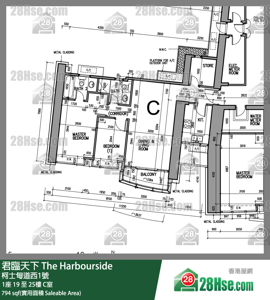 君临天下 1座 25楼 C室 平面图