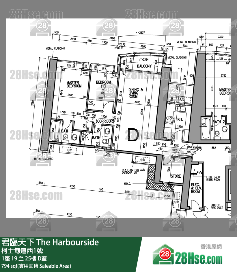 君临天下 1座22楼 D室 平面图