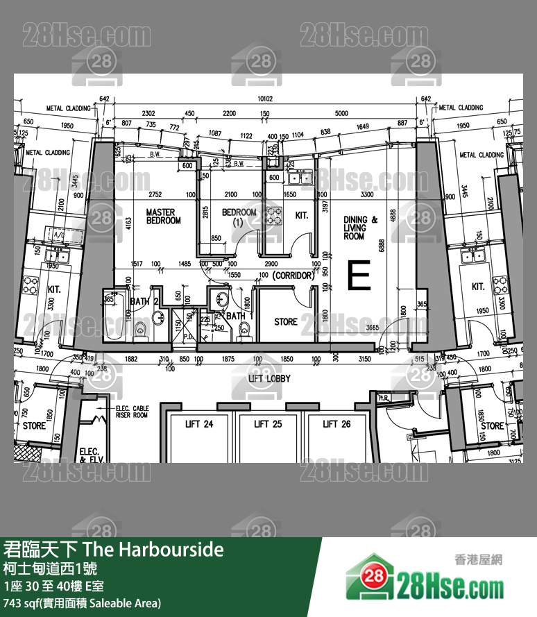 君临天下 1座40楼 E室 平面图