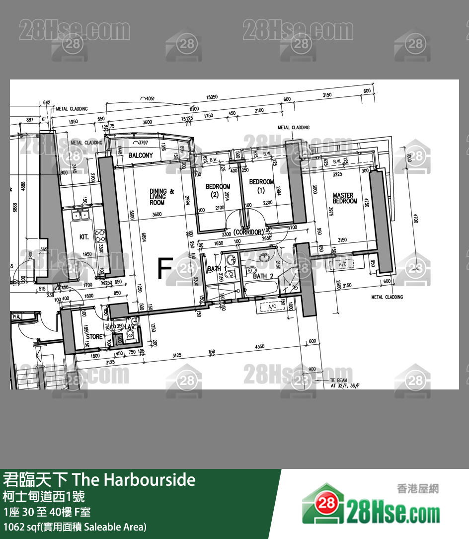 The Harbour Side,  Flat F, 32/f, Tower 1 FloorPlan