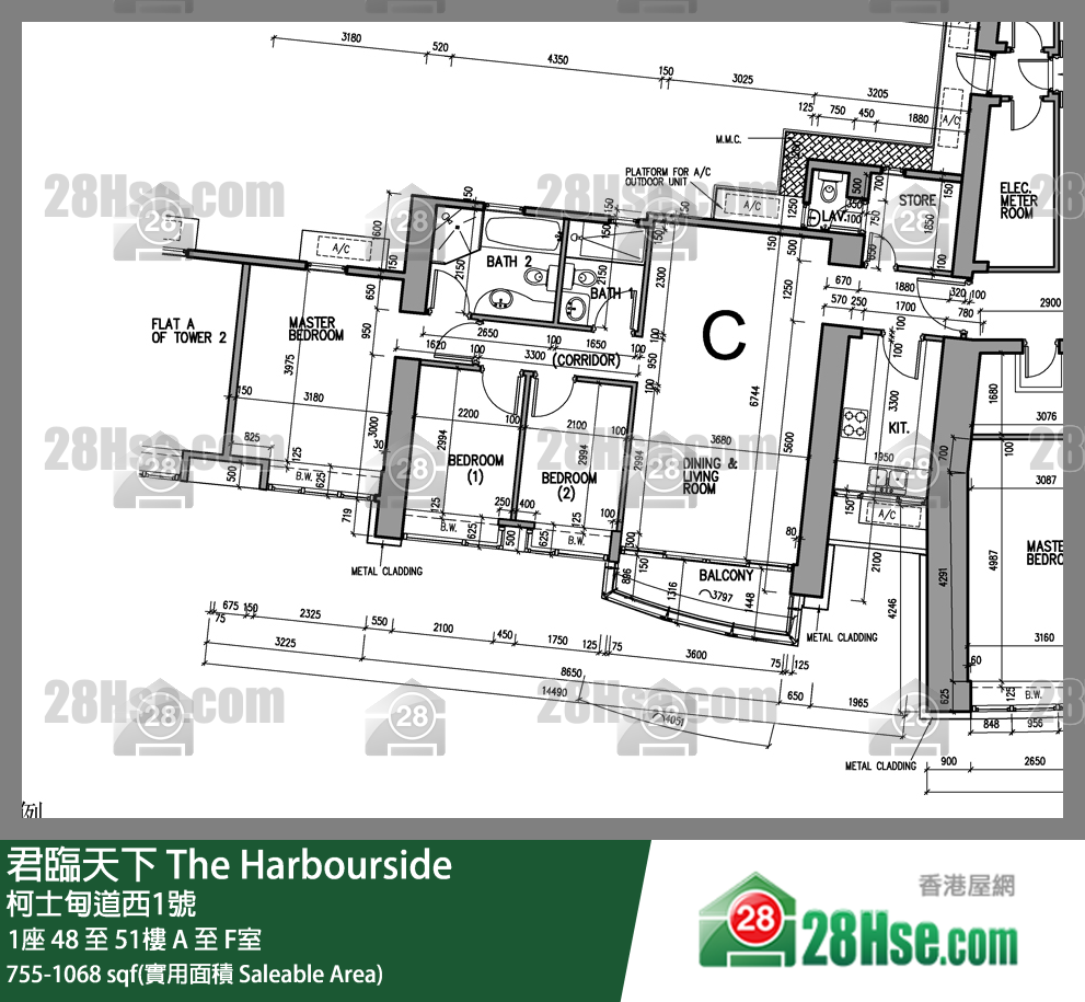 君临天下 1座49楼 C室 平面图