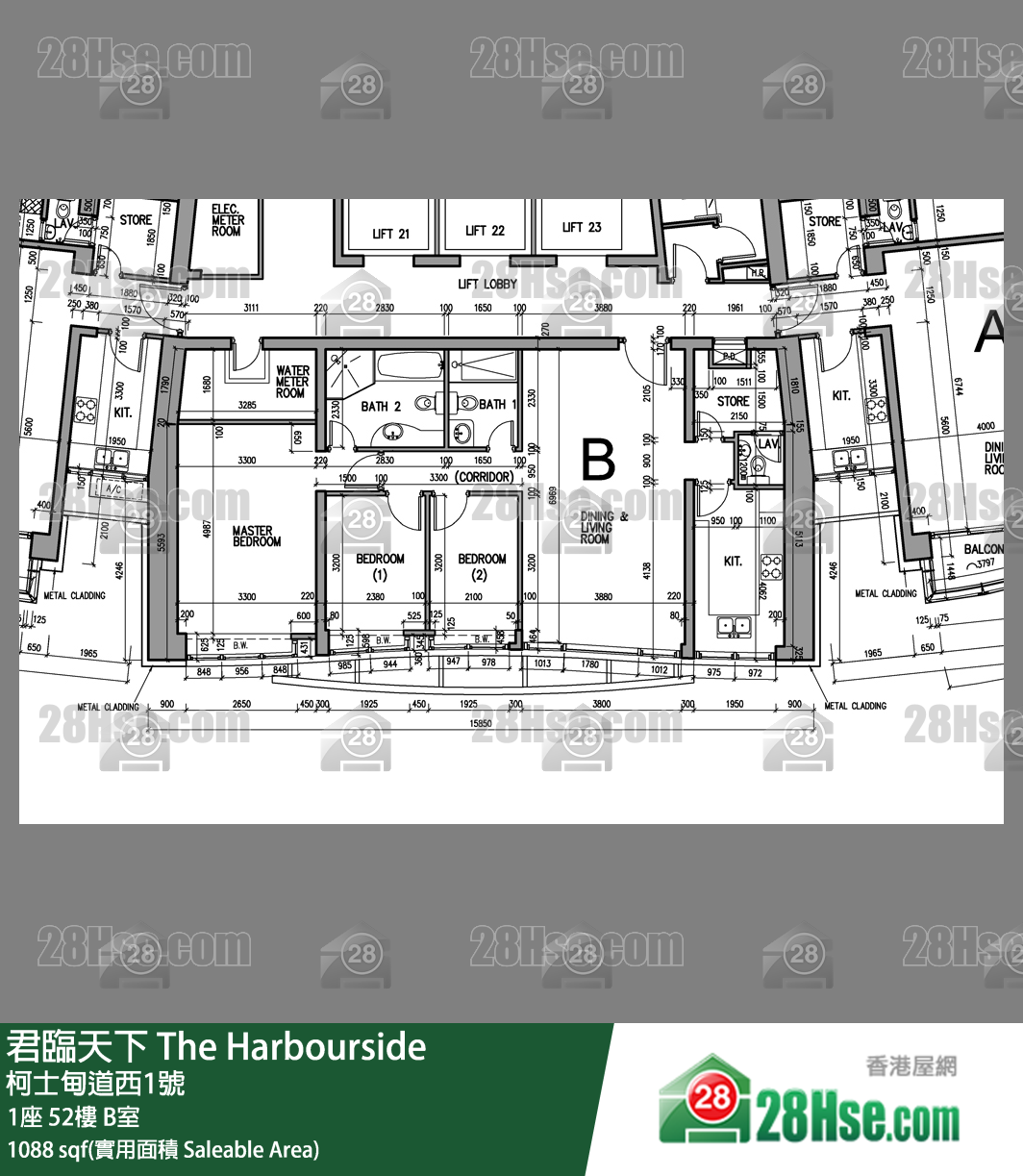 The Harbour Side,  Flat B, 52/f, Tower 1 FloorPlan