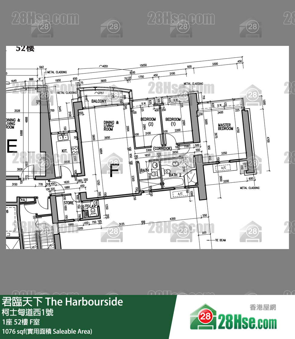 君临天下 1座52楼 F室 平面图