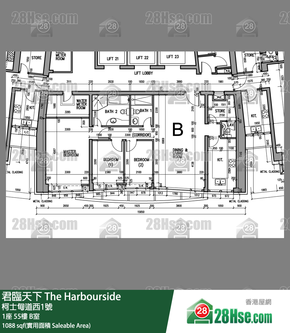 君临天下 1座55楼 B室 平面图
