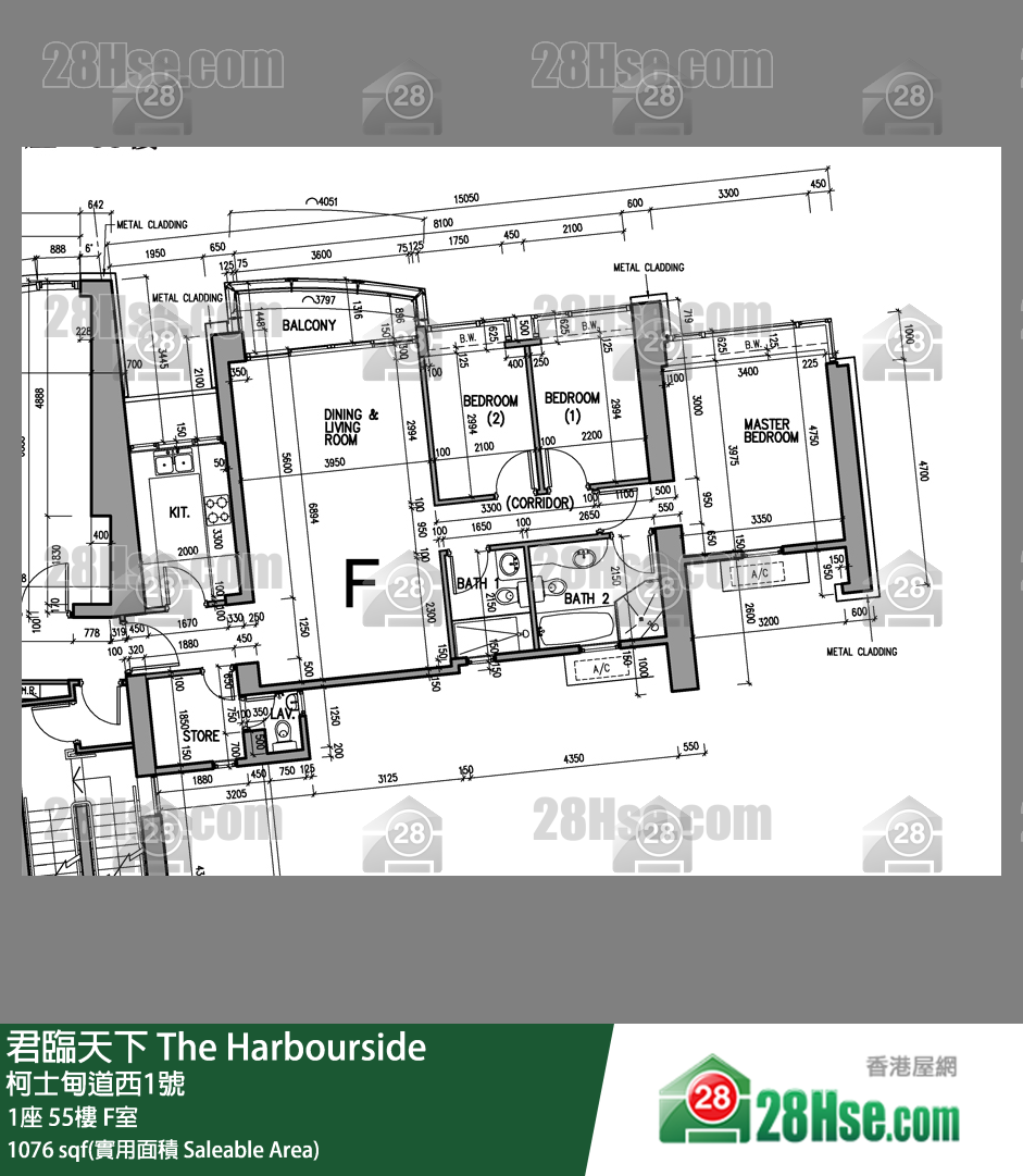 君临天下 1座55楼 F室 平面图