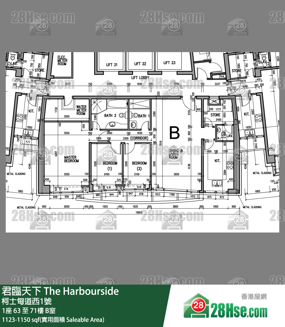 君临天下 1座68楼 B室 平面图