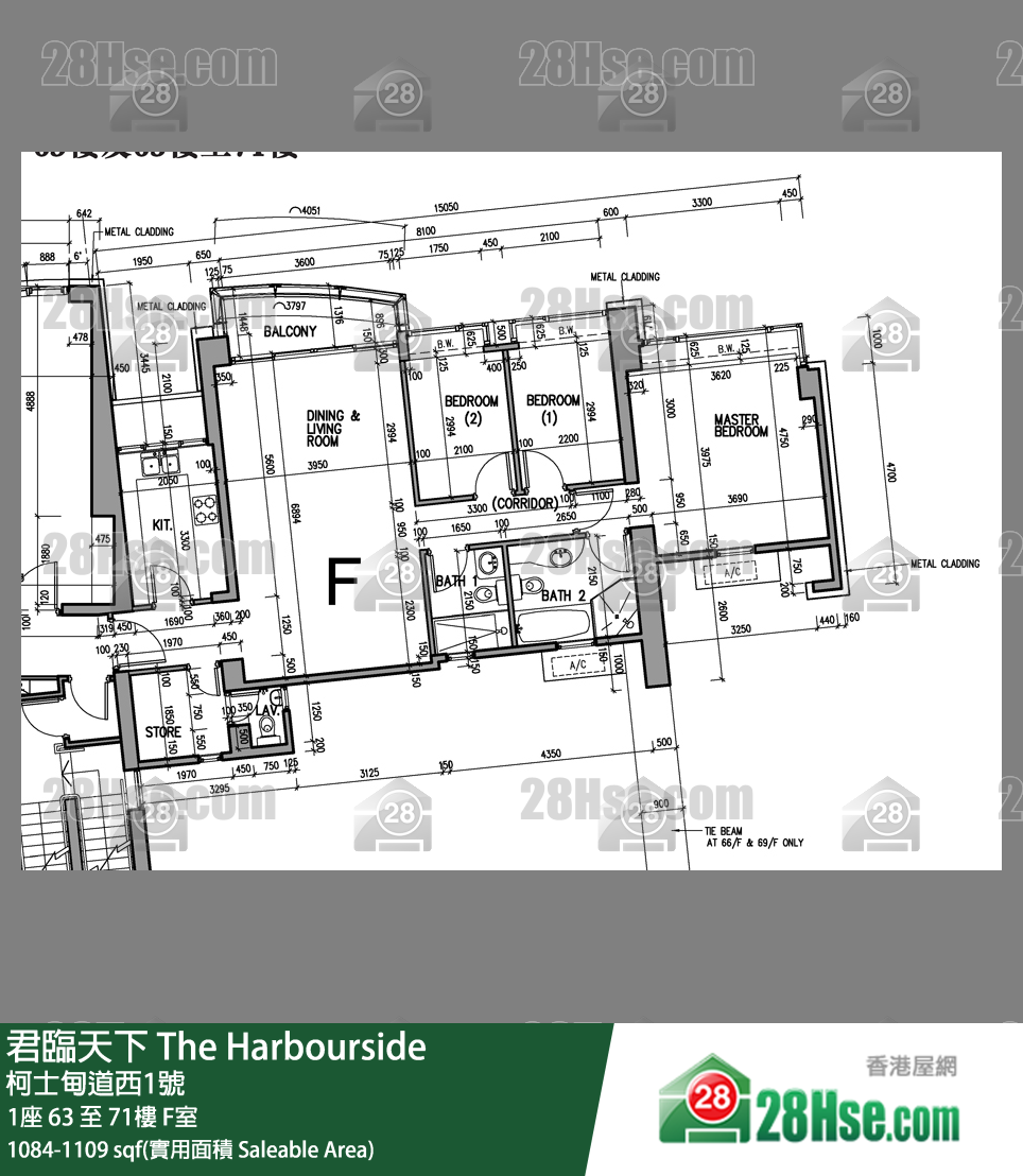 君临天下 1座69楼 F室 平面图