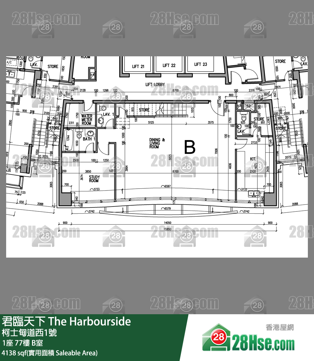 君临天下 1座77楼 B室 平面图
