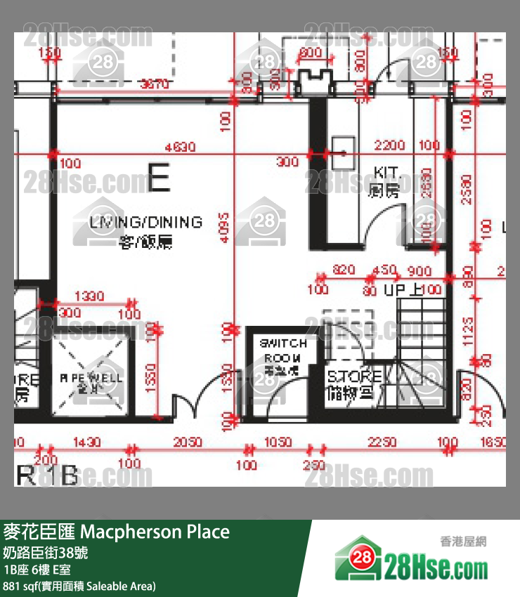麦花臣汇 1B座 6楼 E室 平面图
