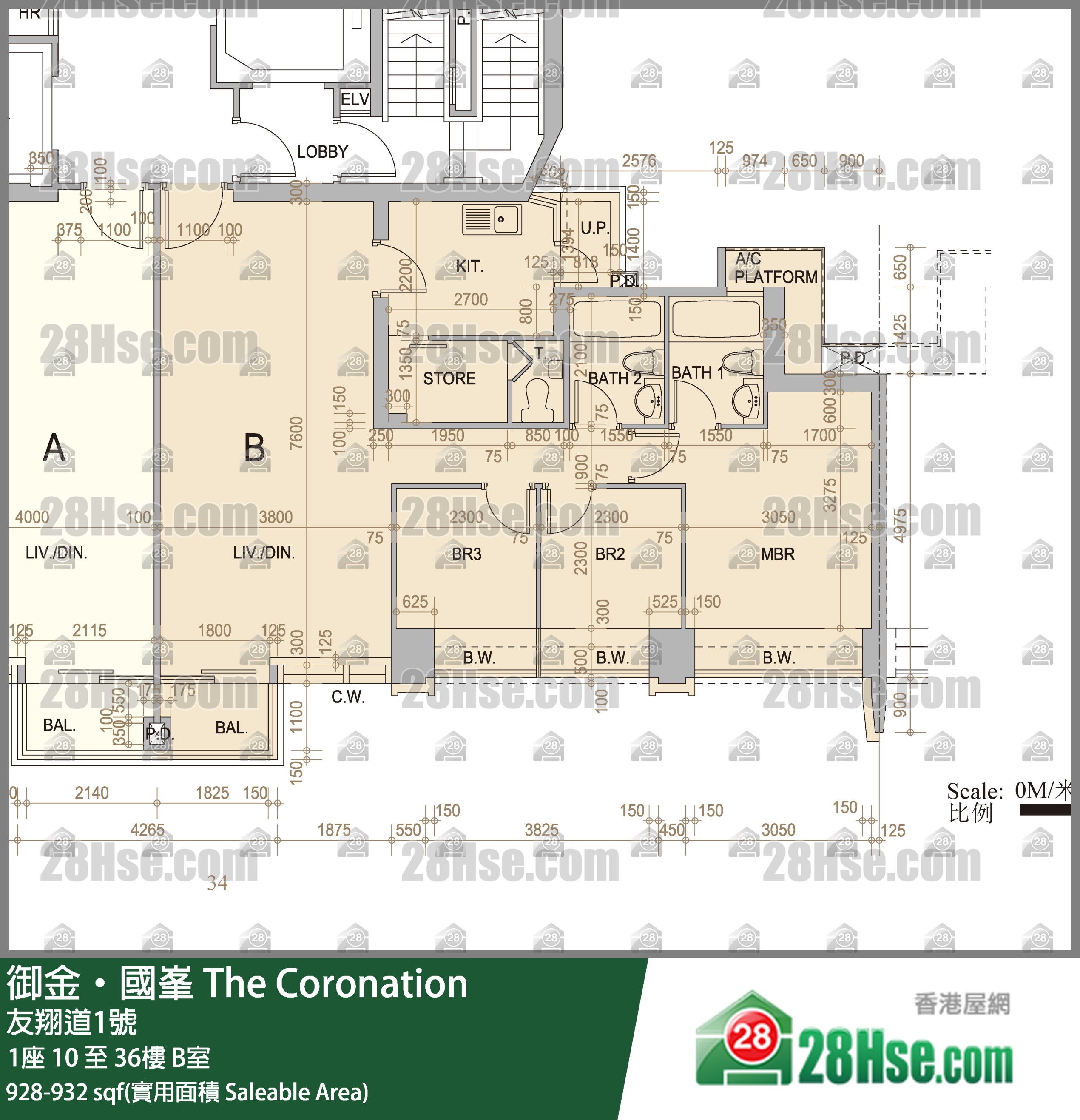 御金國峯 1座31樓 B室 平面圖