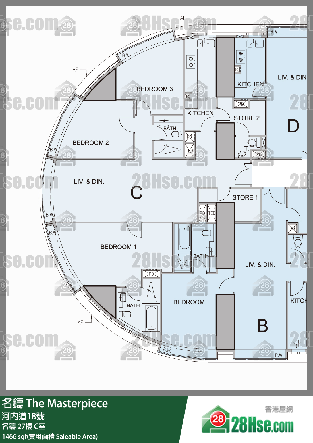 The Masterpiece,  Flat C, 27/f, The Masterpiece FloorPlan