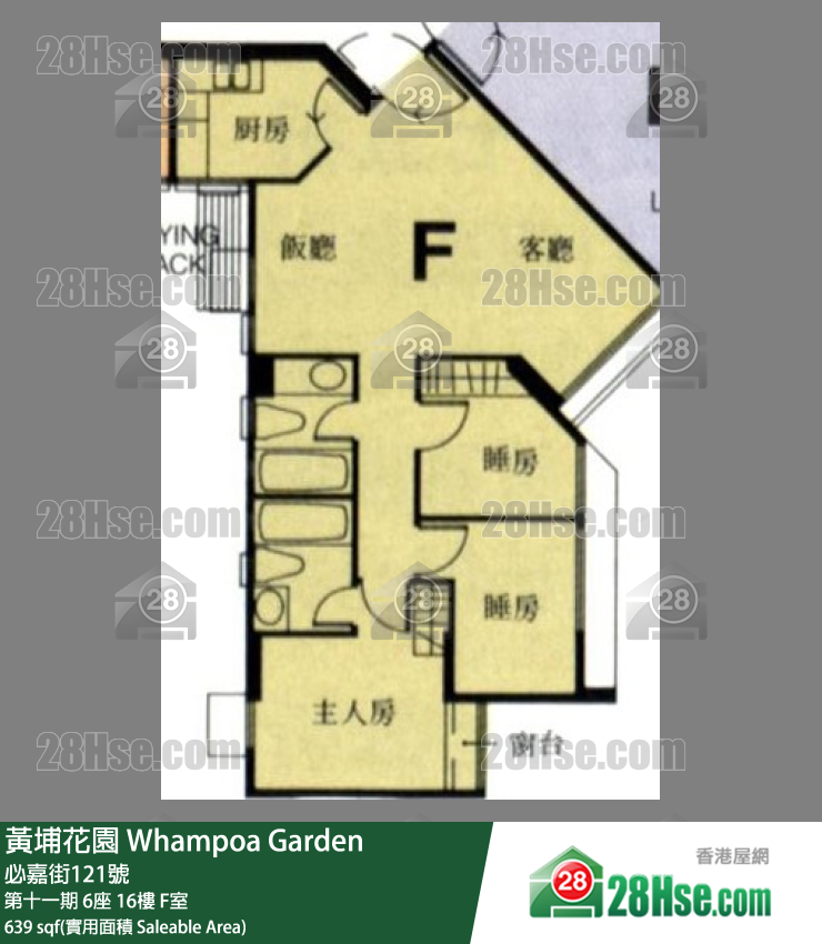 黄埔花园 第十一期6座16楼 F室 平面图