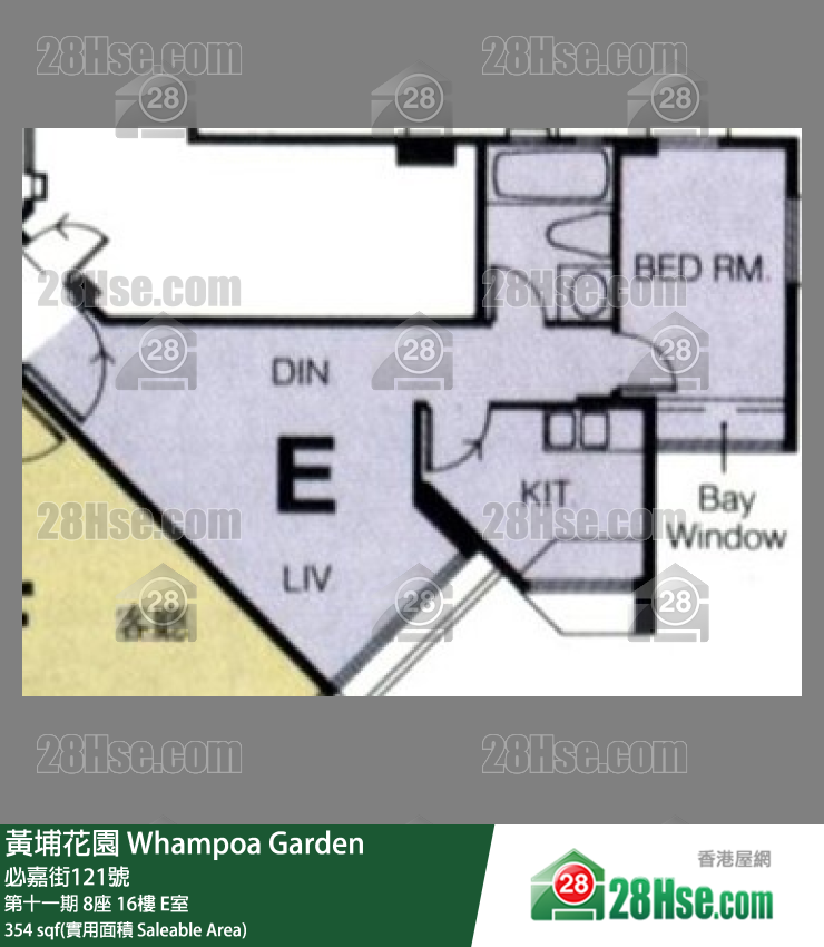 黄埔花园 第十一期 8座 16楼 E室 平面图