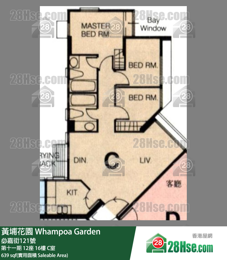 黄埔花园 第十一期12座16楼 C室 平面图