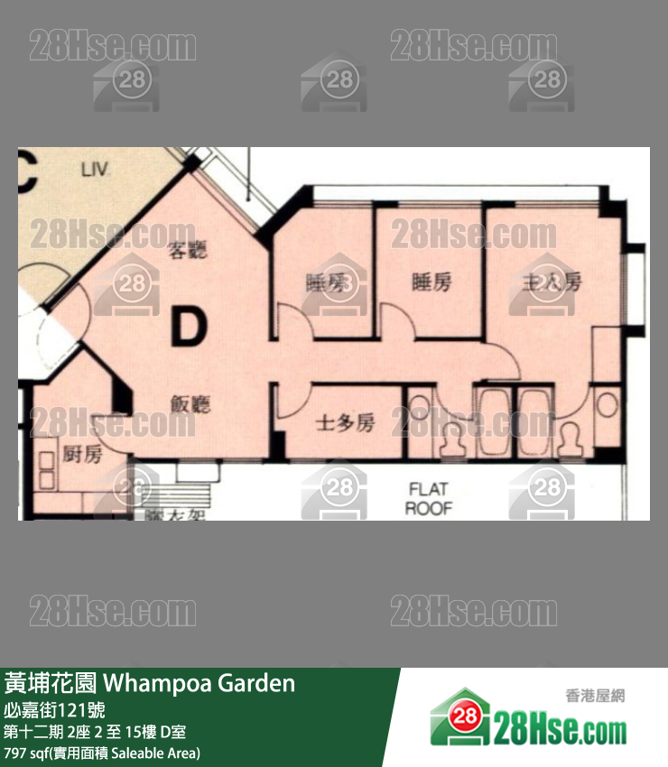 黄埔花园 第十二期 2座 14楼 D室 平面图
