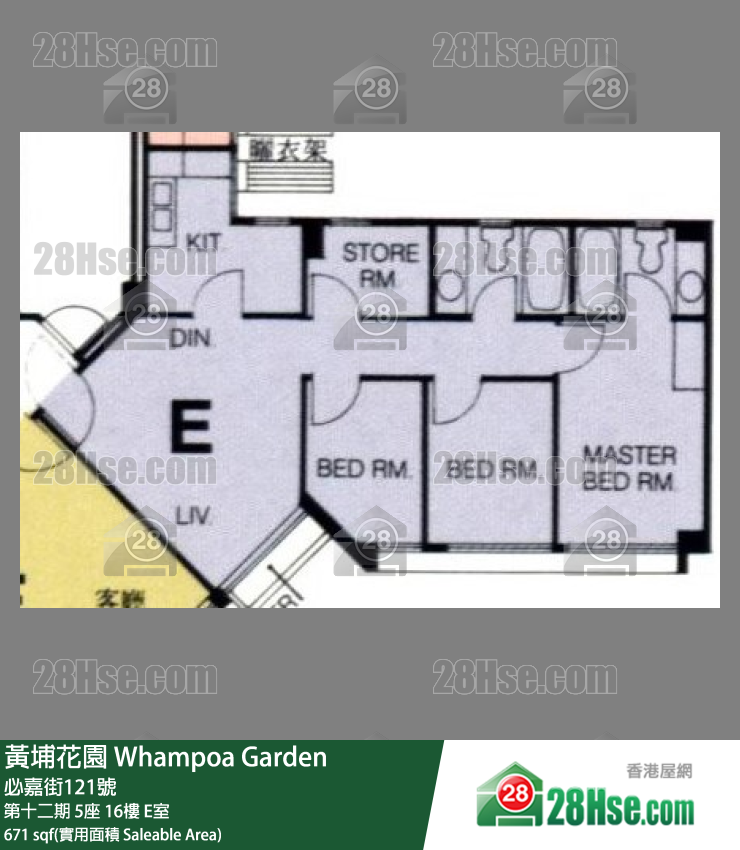 黄埔花园 第十二期5座16楼 E室 平面图