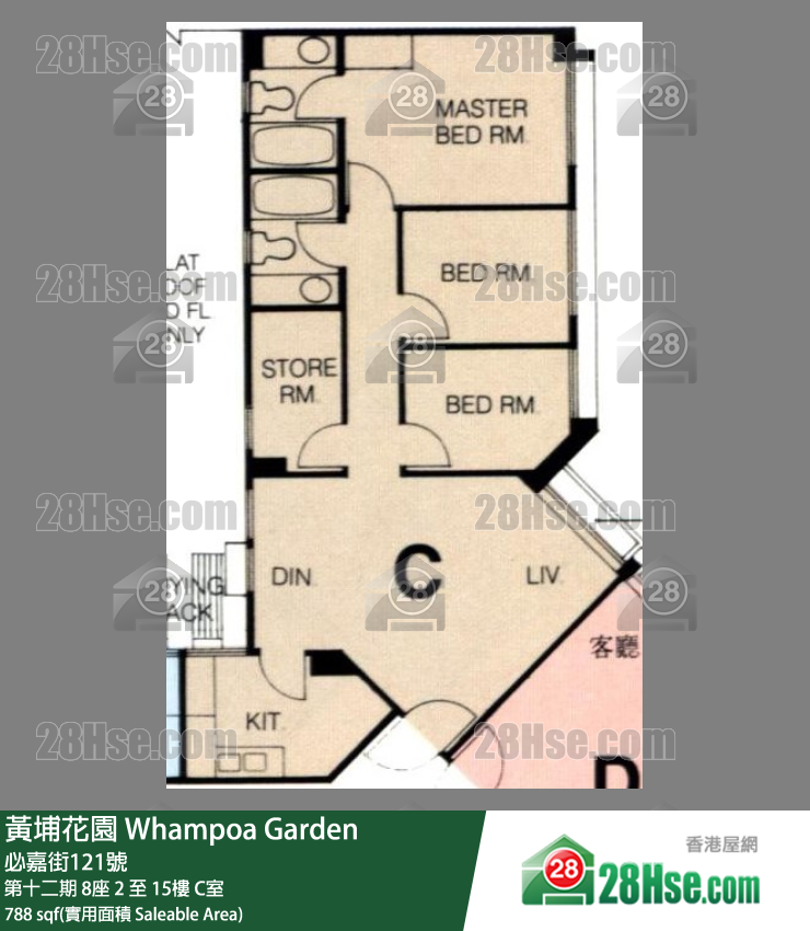 黄埔花园 第十二期 8座 15楼 C室 平面图