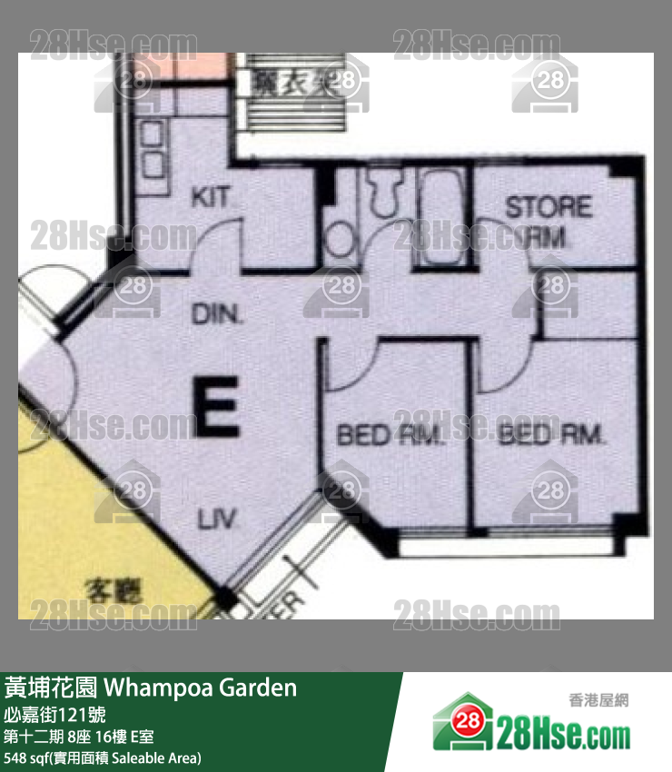 黄埔花园 第十二期8座16楼 E室 平面图
