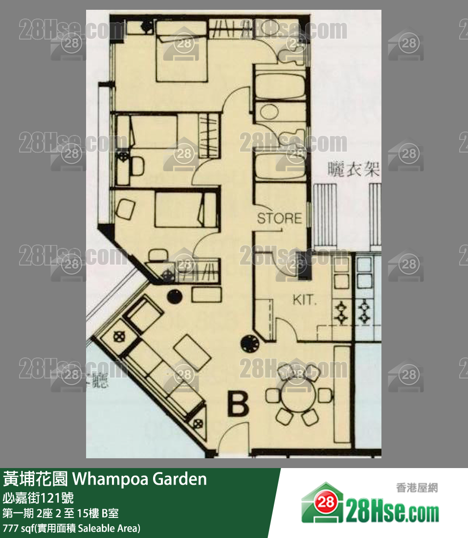 黄埔花园 第一期 2座 2楼 B室 平面图