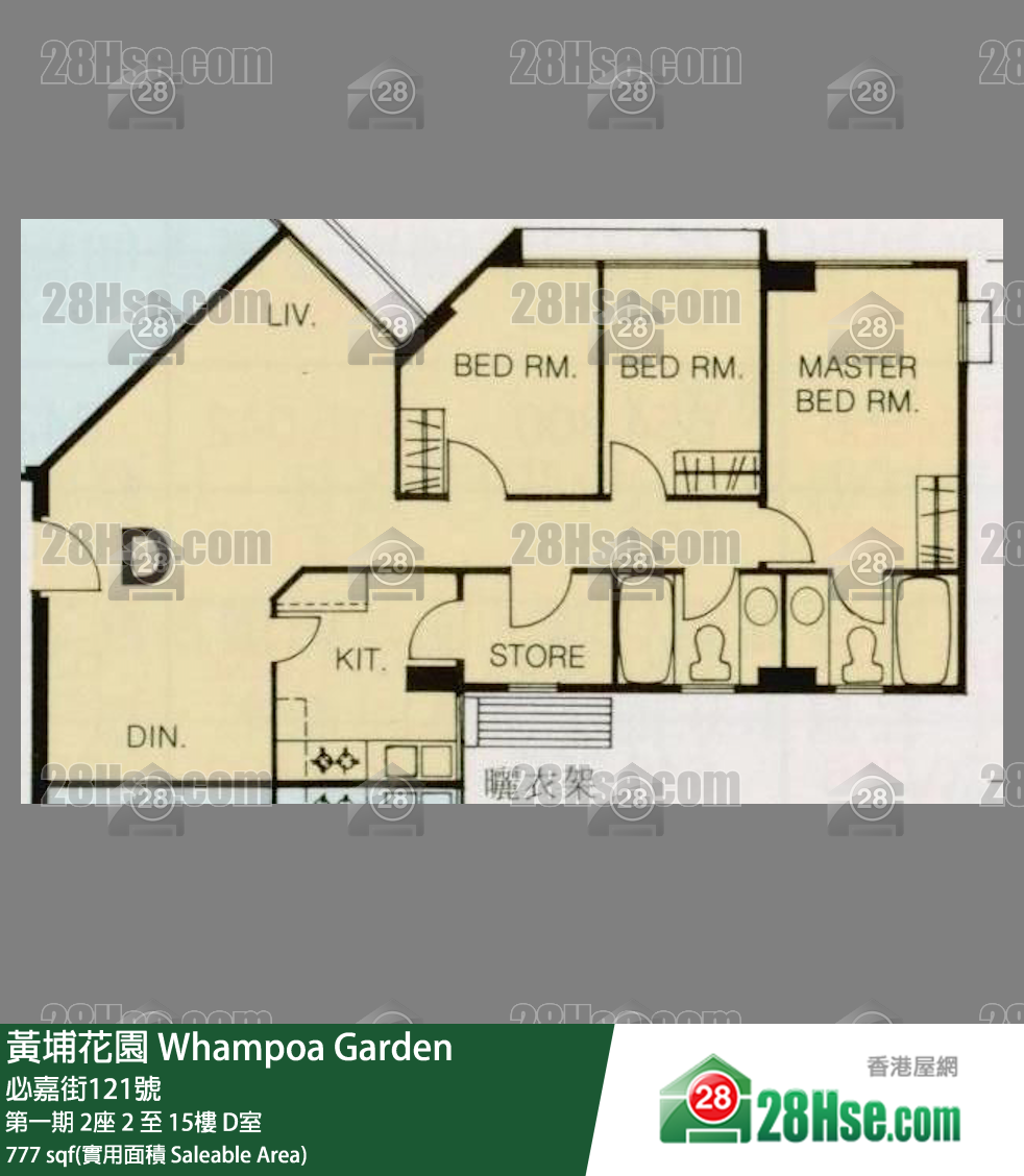 黄埔花园 第一期2座15楼 D室 平面图