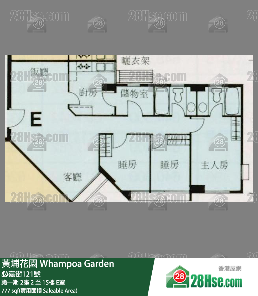 黄埔花园 第一期2座15楼 E室 平面图