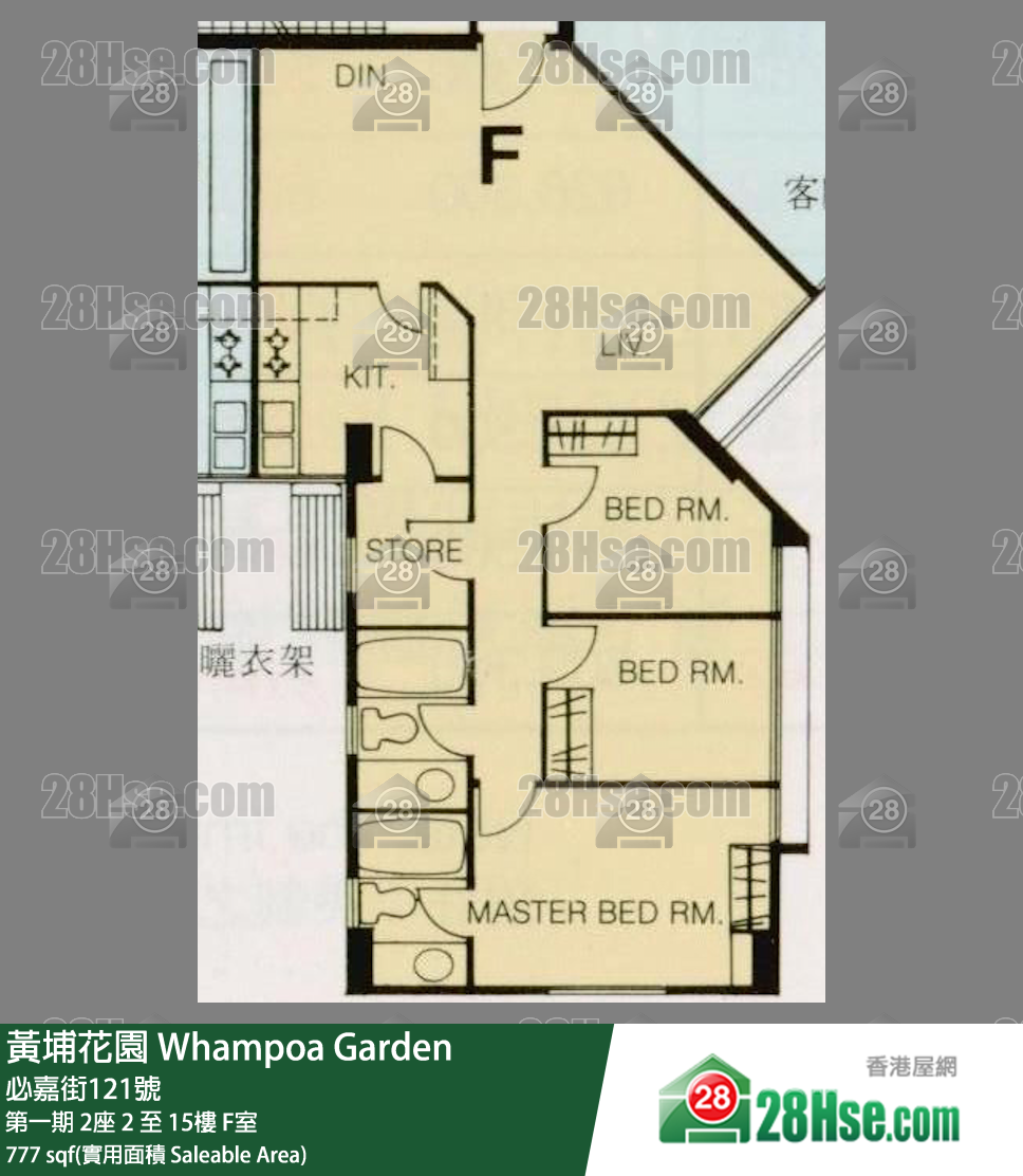 黄埔花园 第一期2座14楼 F室 平面图
