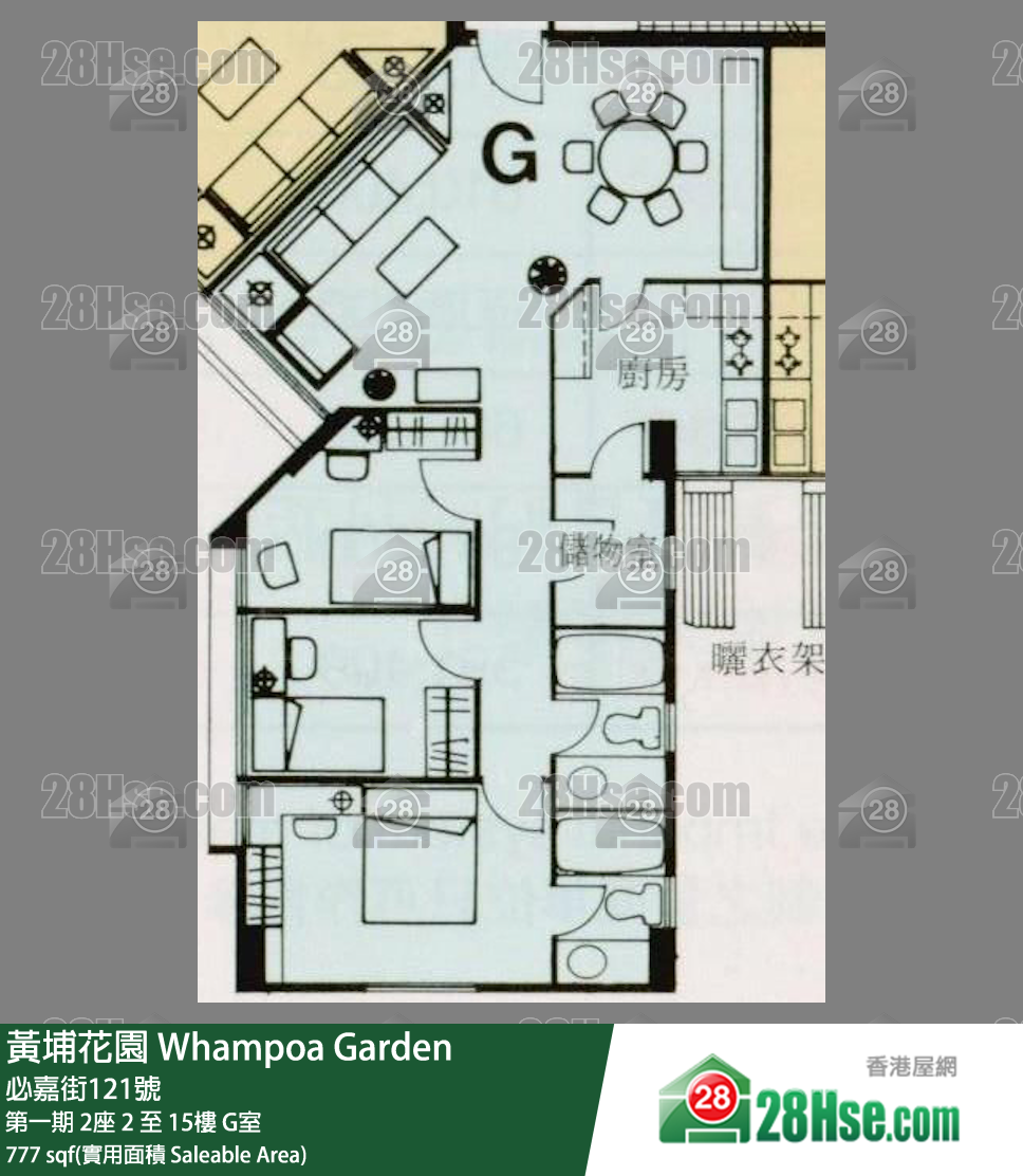 黄埔花园 第一期2座12楼 G室 平面图