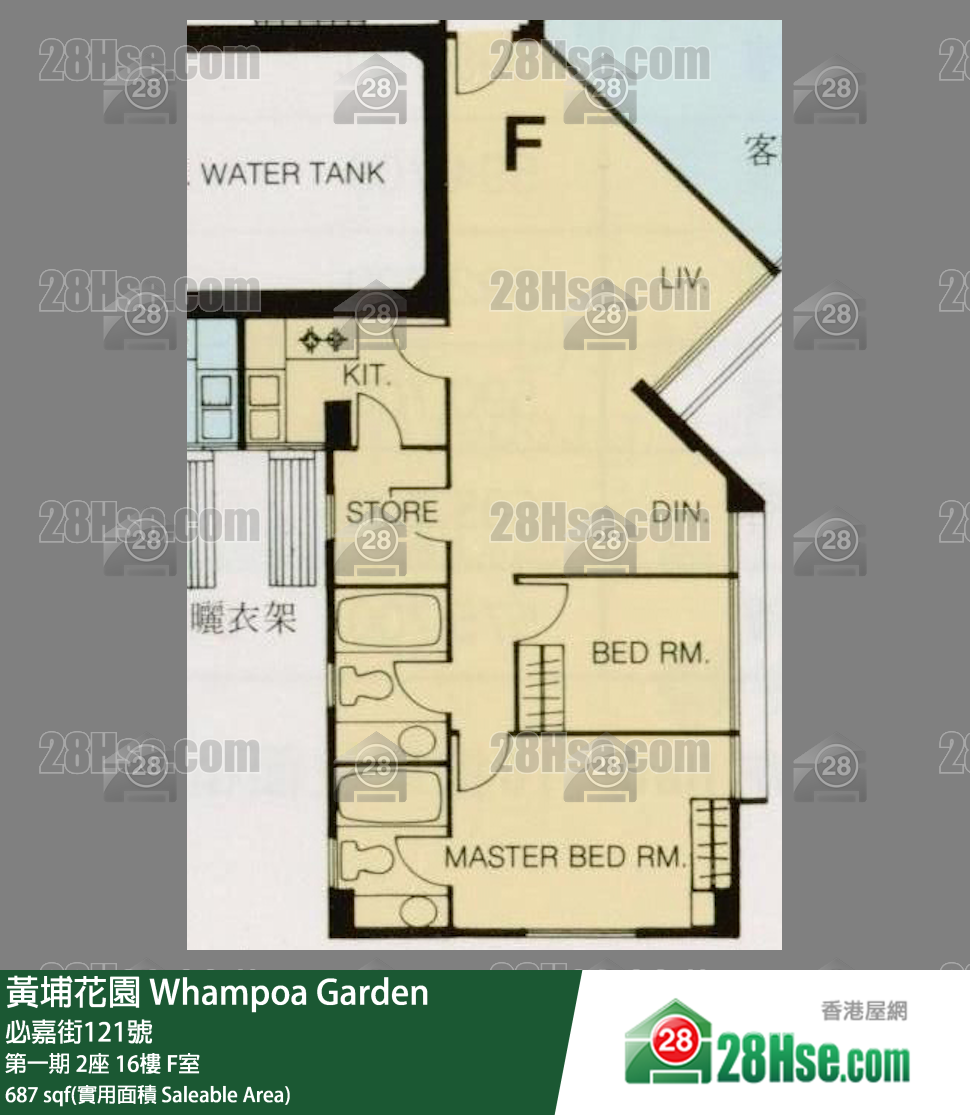 黄埔花园 第一期2座16楼 F室 平面图