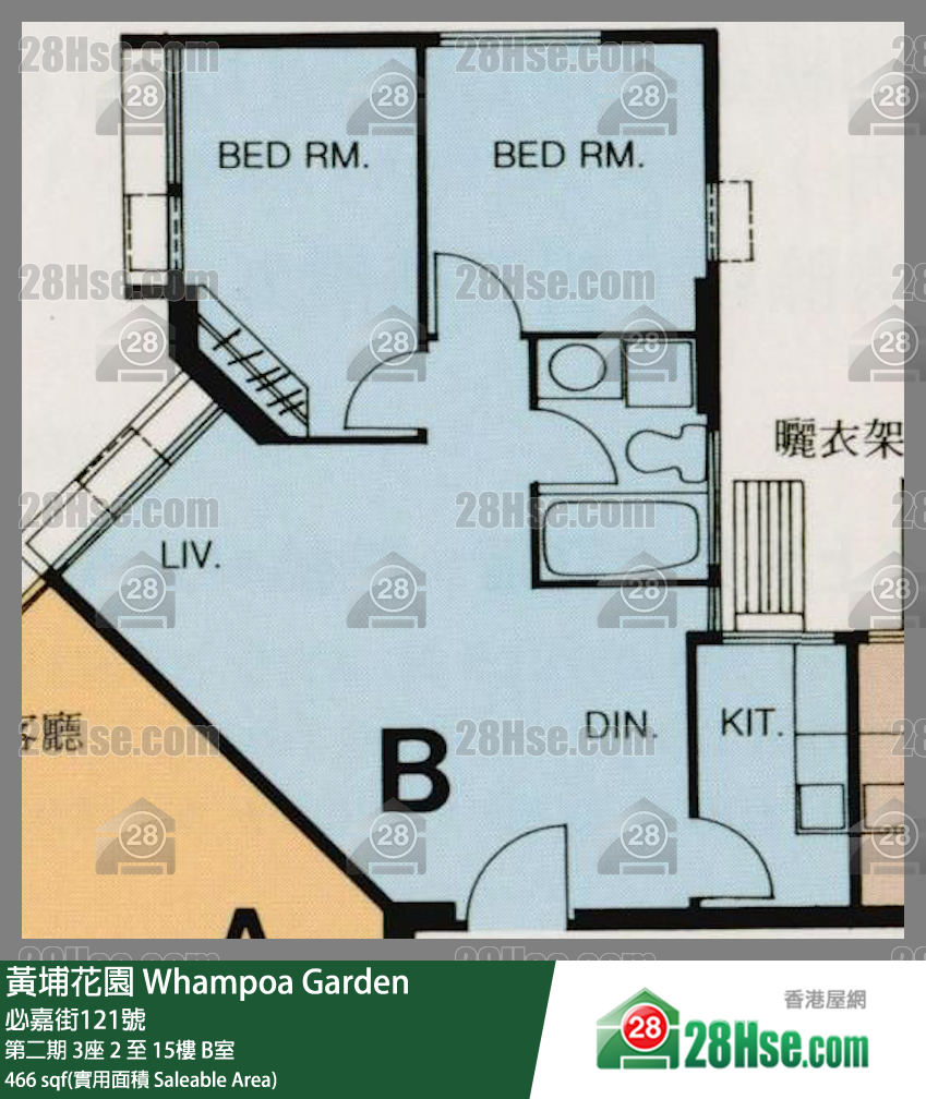 黃埔花園 第二期3座12樓 B室 平面圖