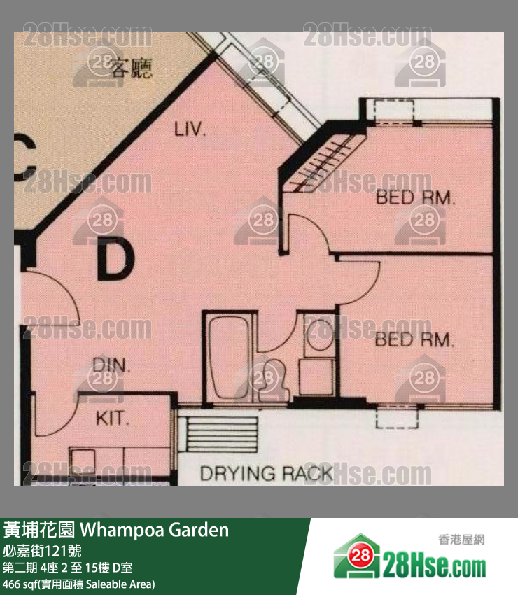 黄埔花园 第二期4座13楼 D室 平面图