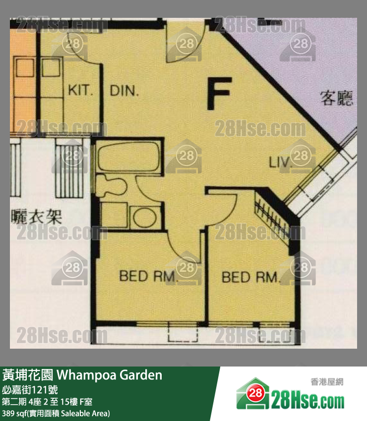 黄埔花园 第二期 4座 12楼 F室 平面图