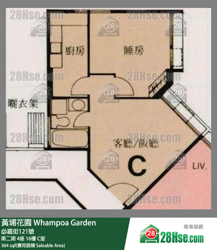 黄埔花园 第二期4座16楼 C室 平面图