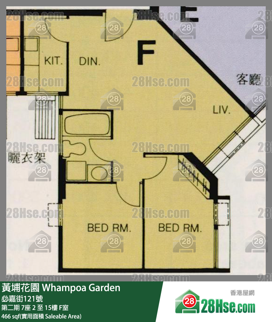 黃埔花園 第二期7座12樓 F室 平面圖