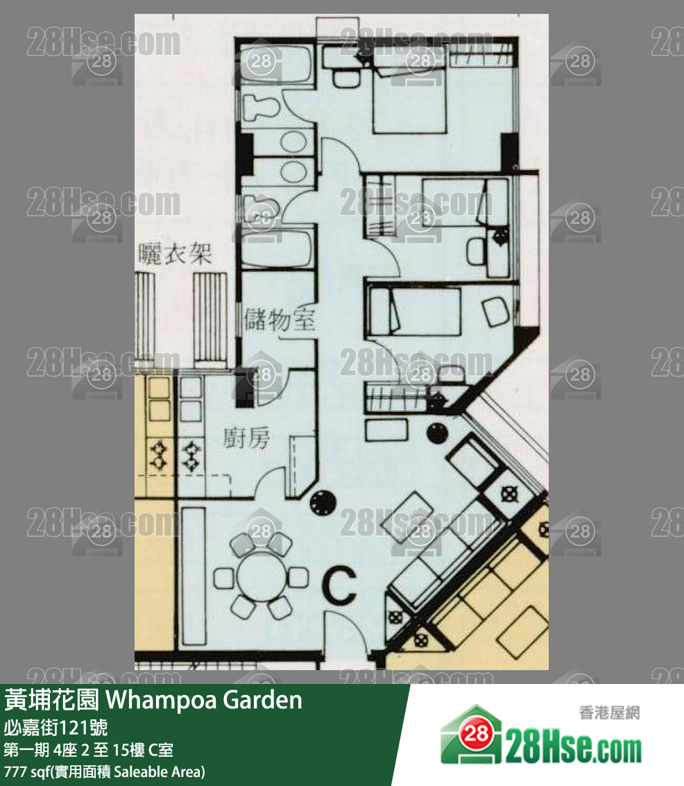 黄埔花园 第一期 4座 14楼 C室 平面图