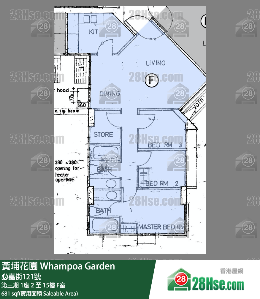 黄埔花园 第三期1座11楼 F室 平面图