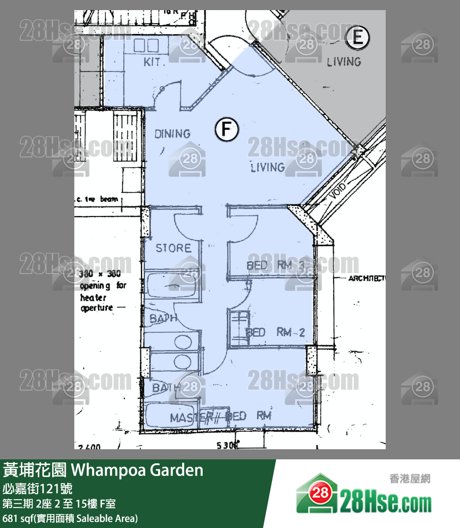 黄埔花园 第三期2座3楼 F室 平面图