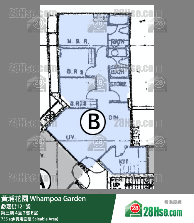 黄埔花园 第三期4座2楼 B室 平面图