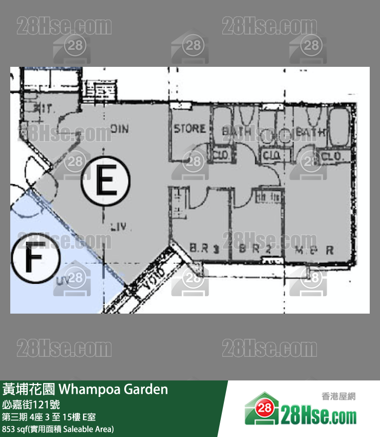 黄埔花园 第三期4座15楼 E室 平面图