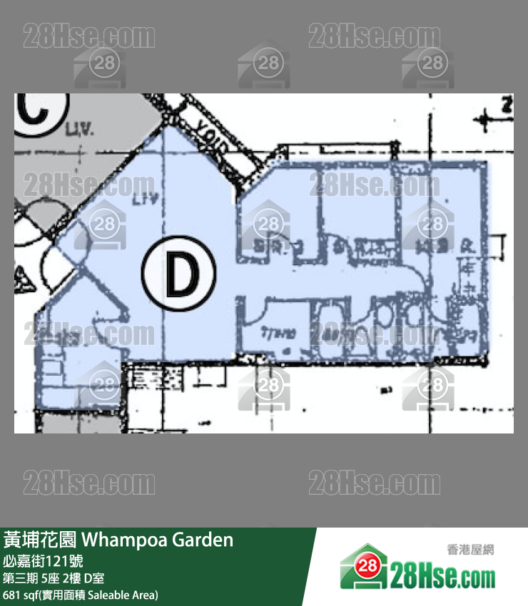 黄埔花园 第三期 5座 2楼 D室 平面图