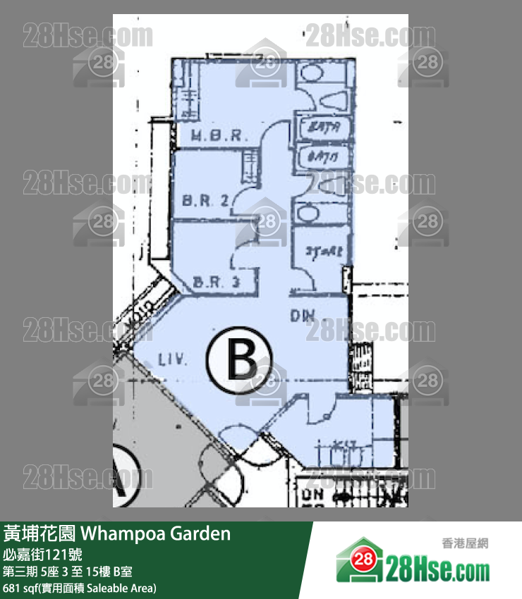 黄埔花园 第三期5座5楼 B室 平面图