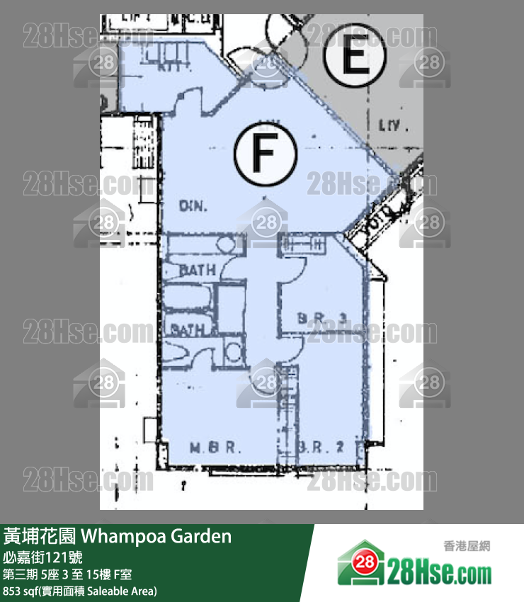 黄埔花园 第三期5座12楼 F室 平面图
