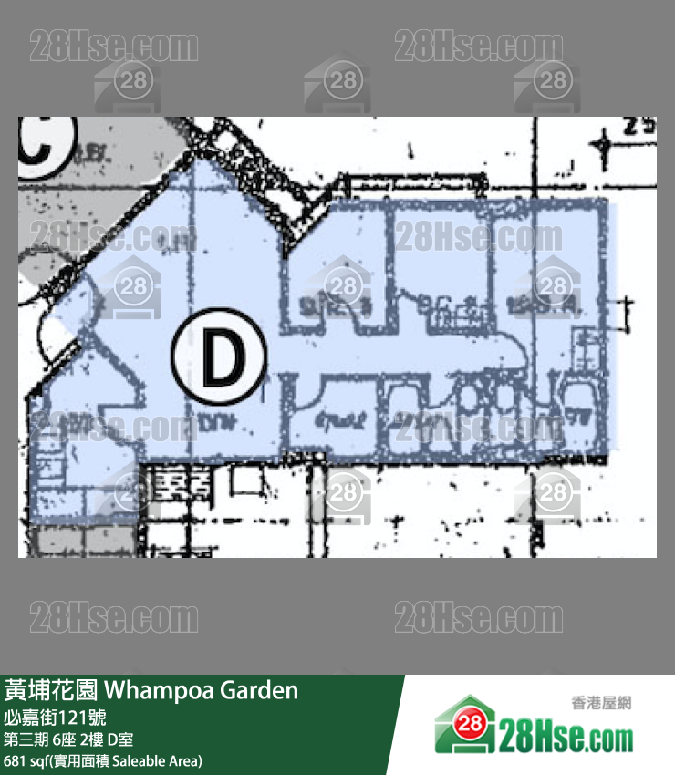 黄埔花园 第三期6座2楼 D室 平面图