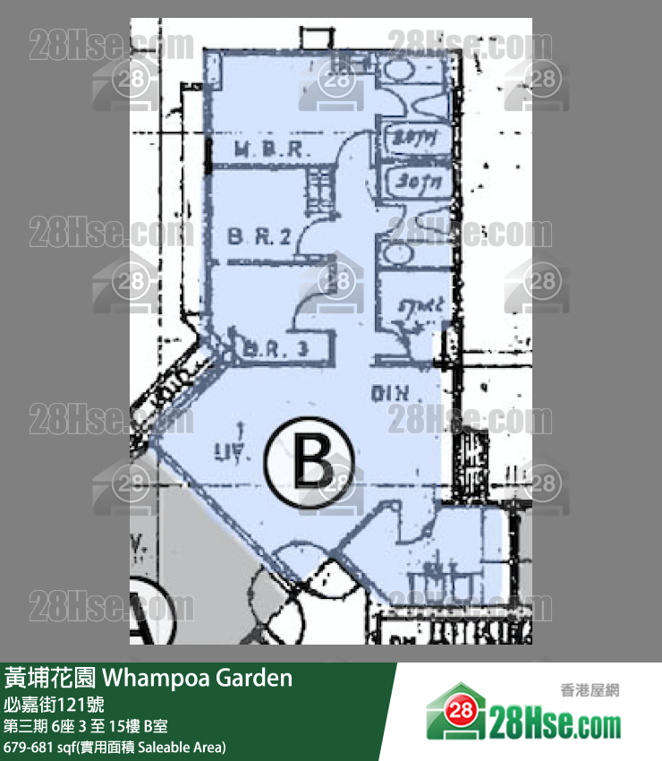 黄埔花园 第三期6座12楼 B室 平面图