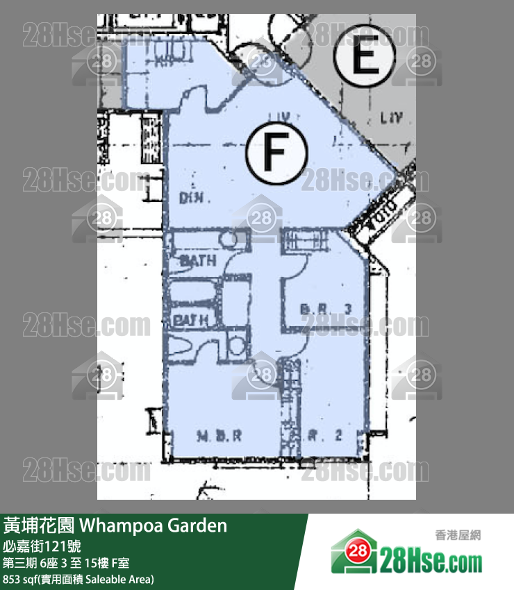 黄埔花园 第三期6座11楼 F室 平面图