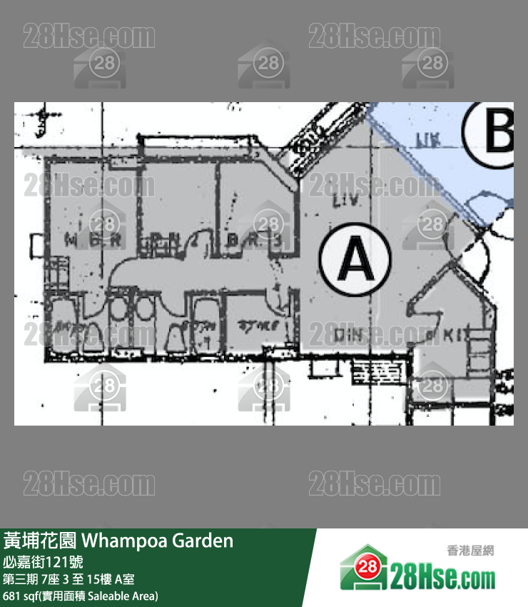 黄埔花园 第三期 7座 13楼 A室 平面图