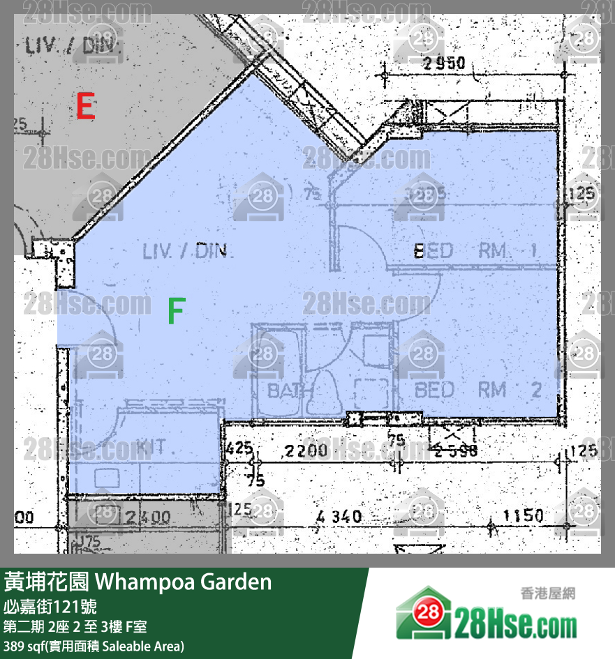 黃埔花園 第二期2座3樓 F室 平面圖