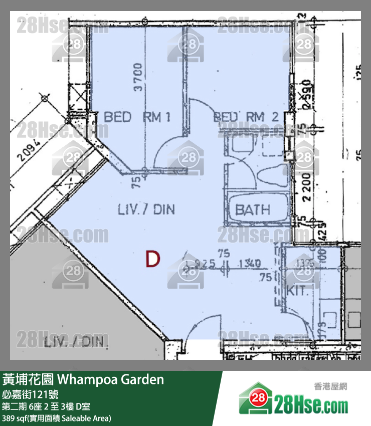 黃埔花園 第二期6座3樓 D室 平面圖